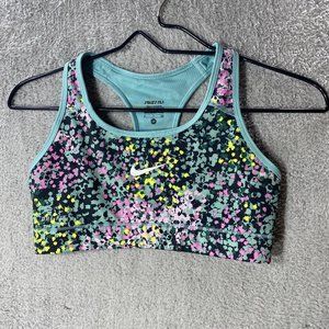 NIKE Pro Sports Bra Womens Small Colorful Reversible Print Racerback Logo Yoga S